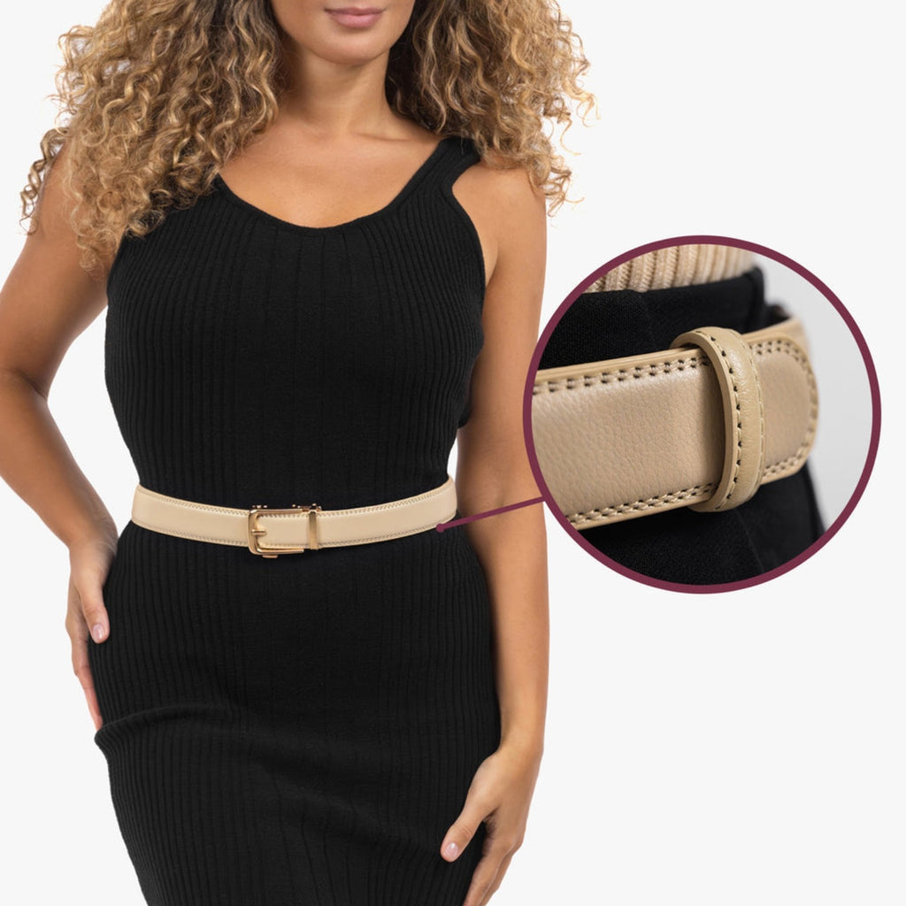 Classic Belt - Beige — hole-free leather belt