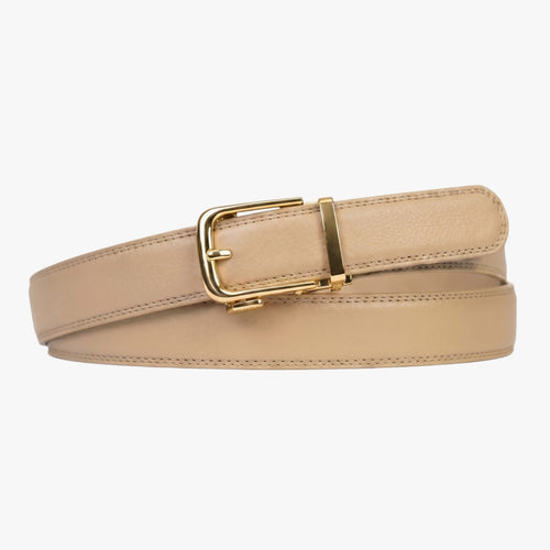 Classic Belt - Beige — hole-free leather belt