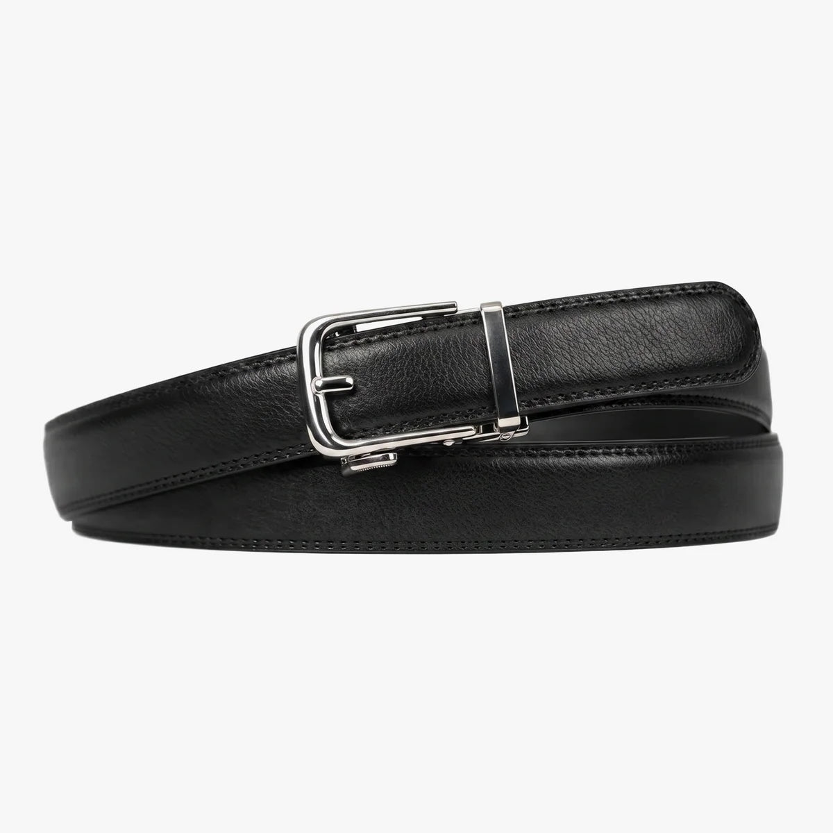 The Amelia Belt Classic, Black strap, Silver buckle