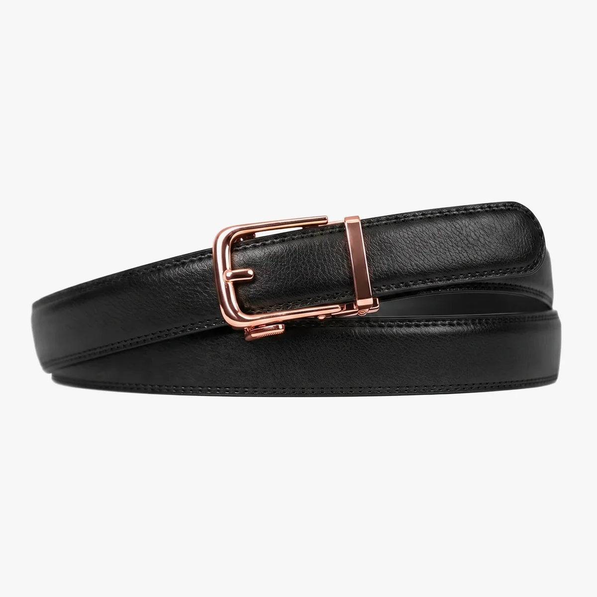 The Amelia Belt Classic, Black strap, Rose Gold buckle