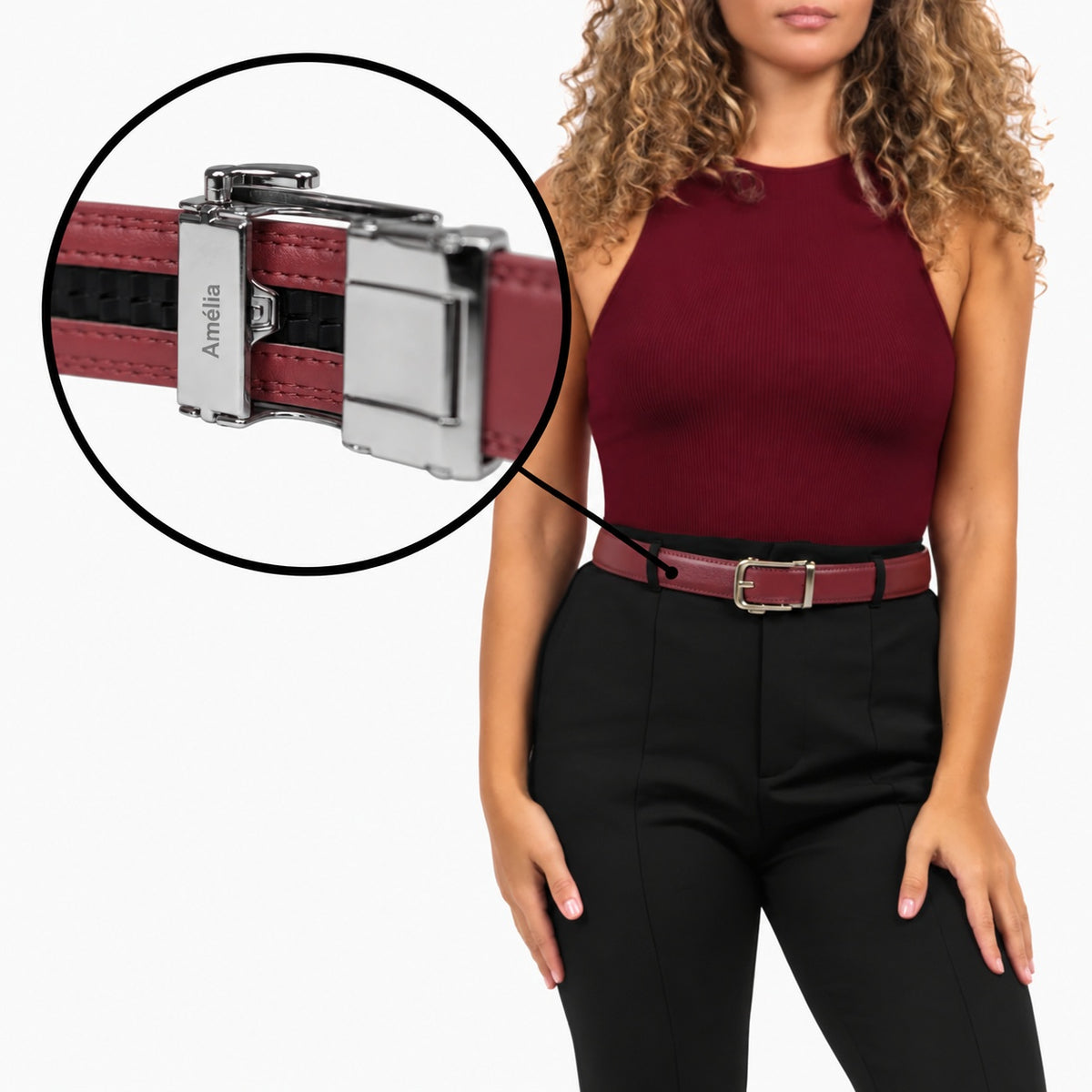 Classic Belt - Bordeaux — hole-free leather belt