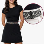 Classic Belt - Leopard Charcoal — hole-free leather belt