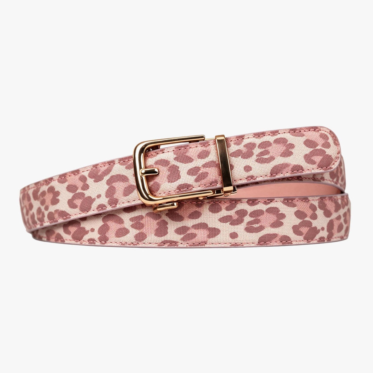 Classic Belt - Leopard Pink — hole-free leather belt