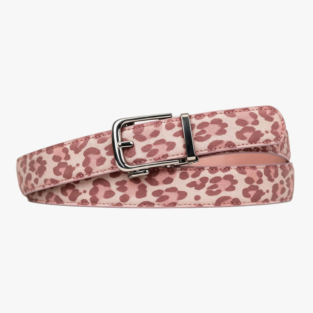 Classic Belt - Leopard Pink — hole-free leather belt