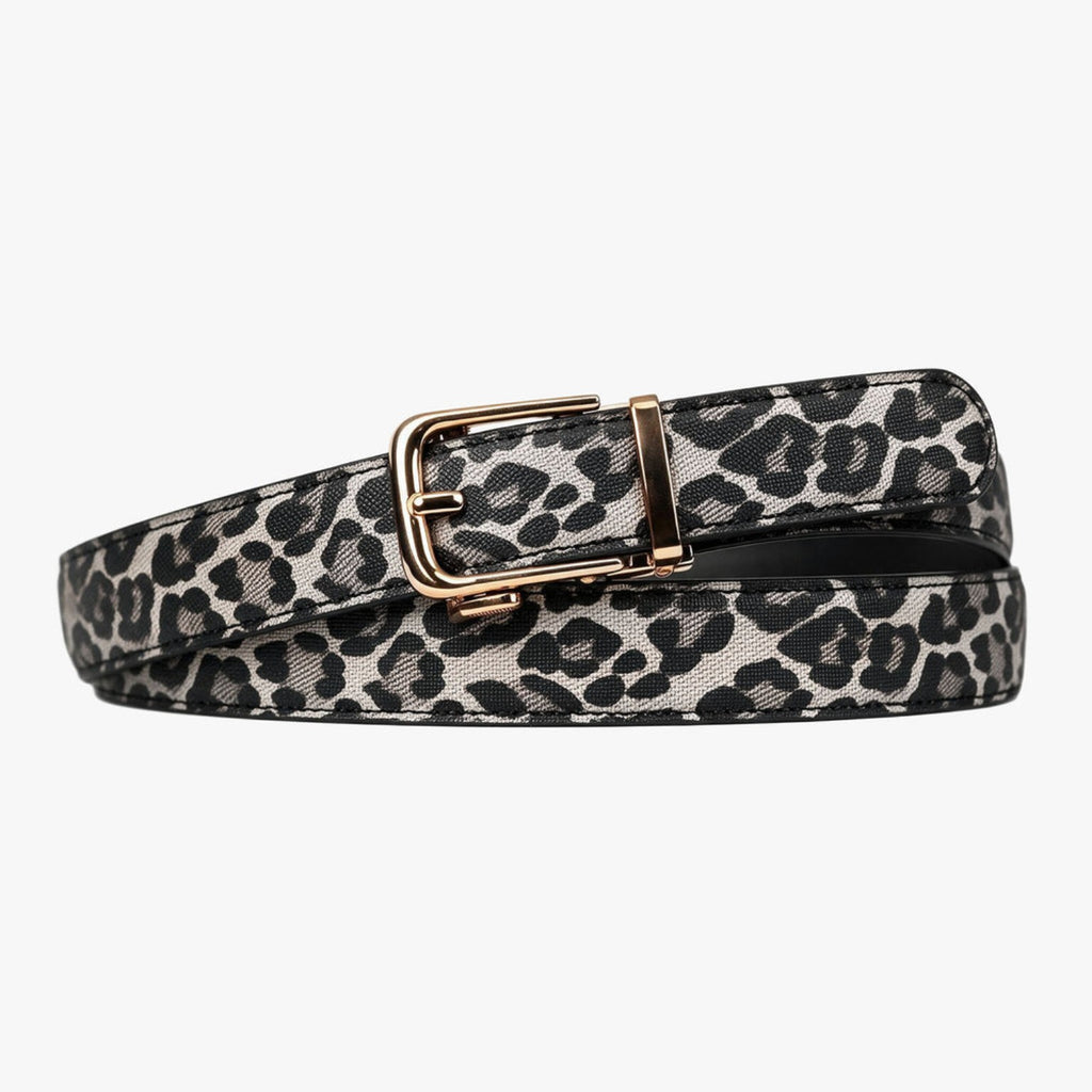 Classic Belt - Leopard Snow — hole-free leather belt