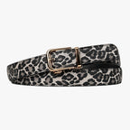 Classic Belt - Leopard Snow — hole-free leather belt