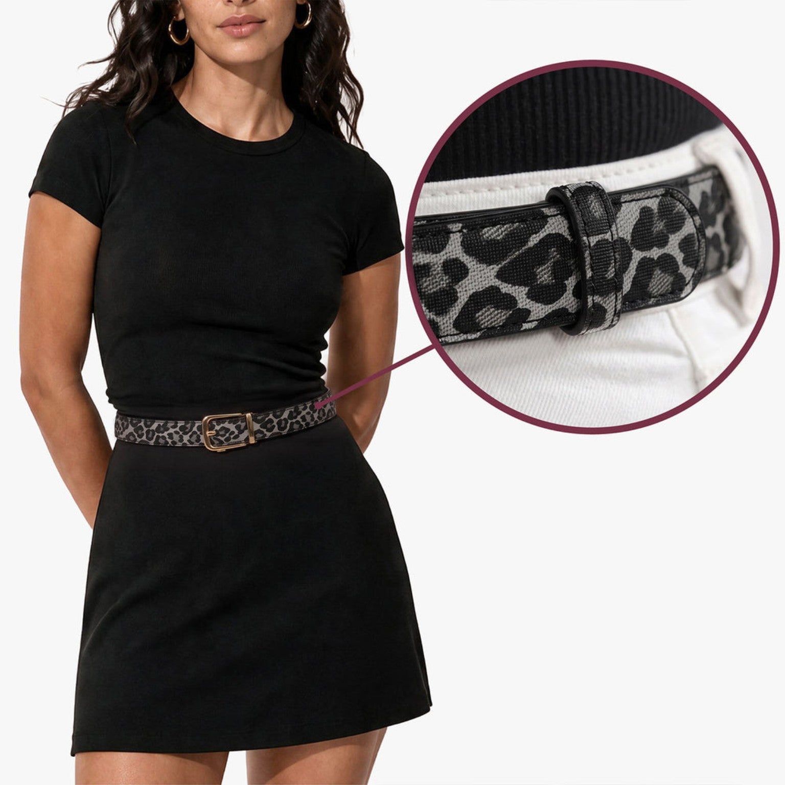 Classic Belt - Leopard Snow — hole-free leather belt