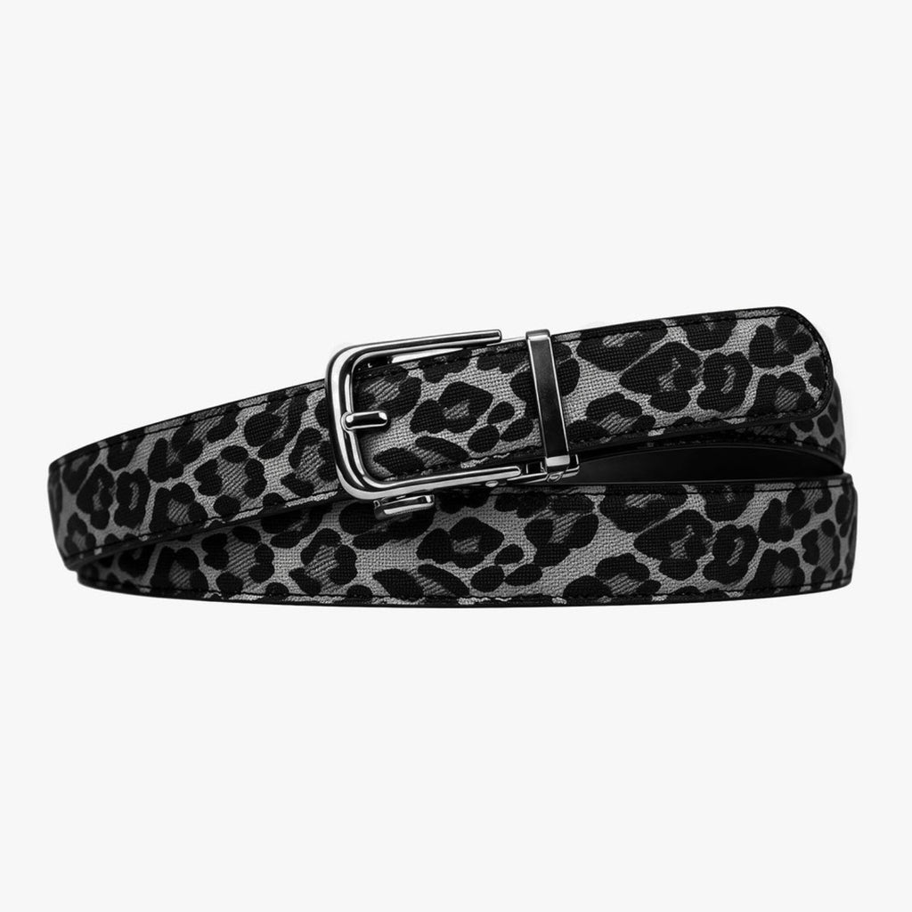 Classic Belt - Leopard Snow — hole-free leather belt