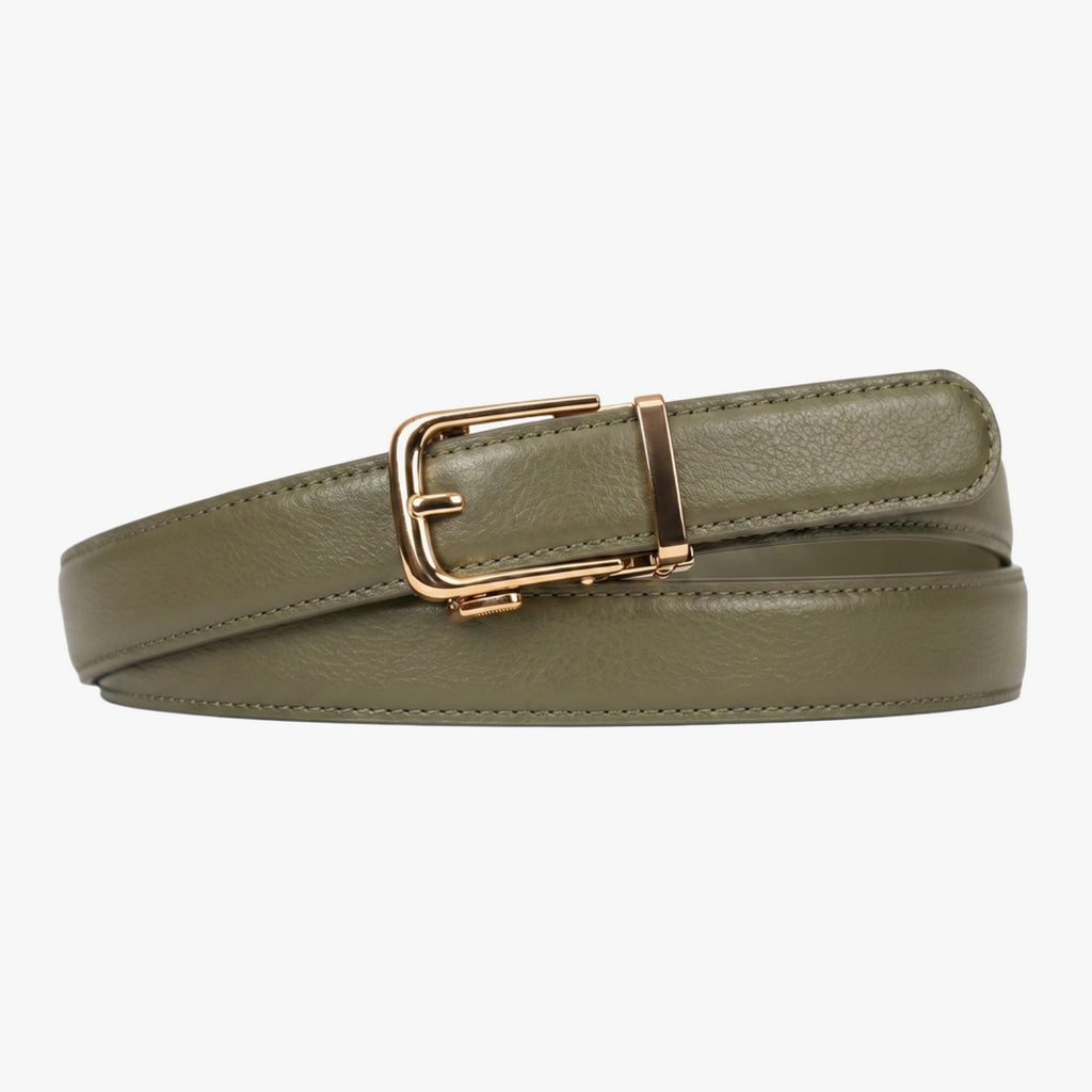 Classic Belt - Olive — hole-free leather belt