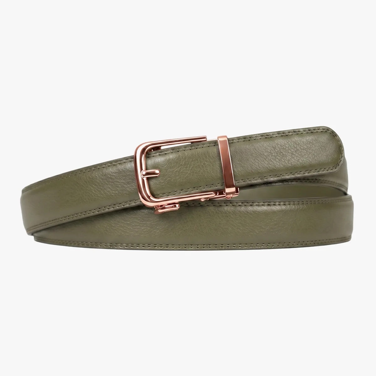 The Amelia Belt Classic, Olive strap, Rose Gold buckle