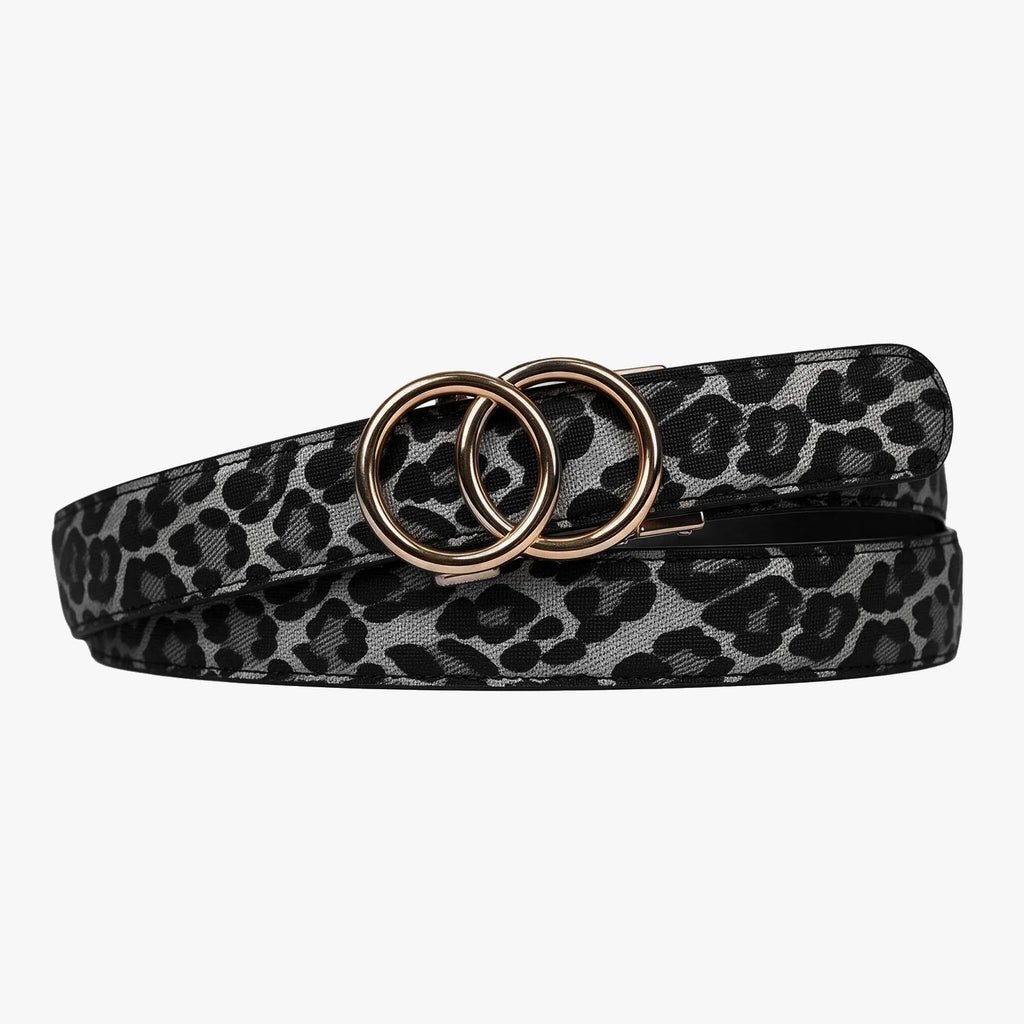 Leopard Belt - Charcoal — hole-free leather belt