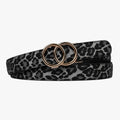 Leopard Belt - Charcoal — hole-free leather belt