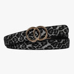 Leopard Belt - Charcoal — hole-free leather belt