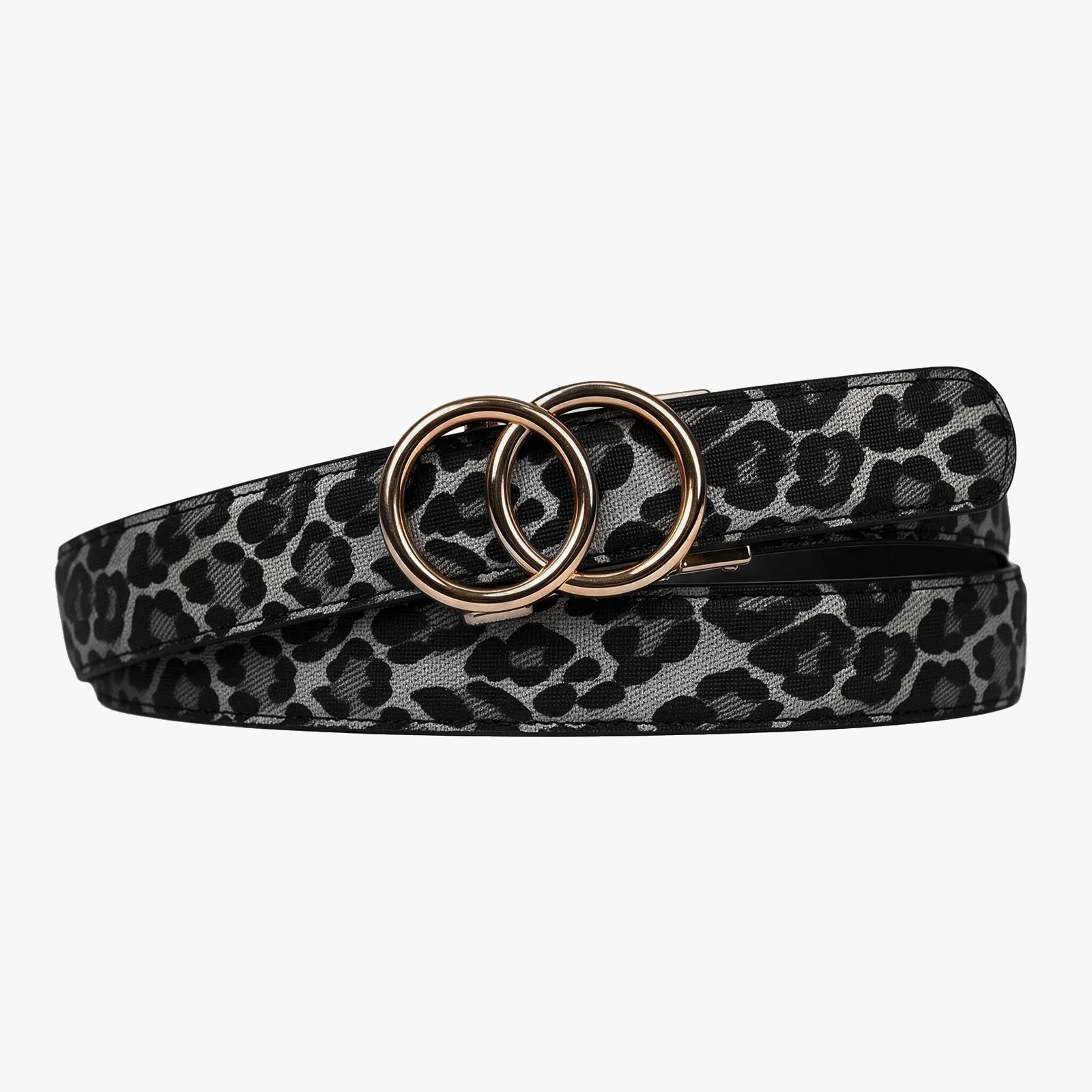 Leopard Belt - Charcoal — hole-free leather belt