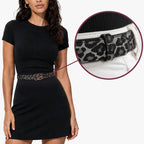Leopard Belt - Charcoal — hole-free leather belt