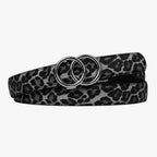 Leopard Belt - Charcoal — hole-free leather belt