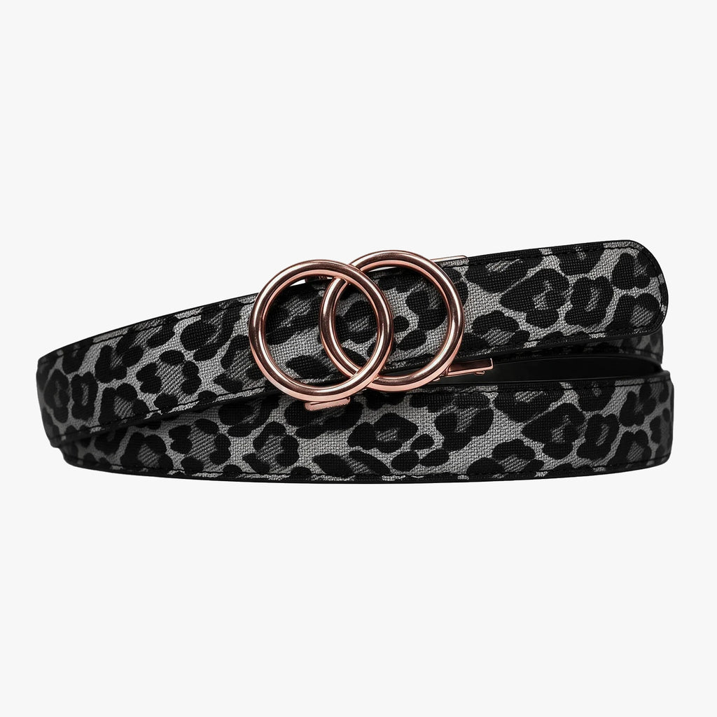 Leopard Belt - Charcoal — hole-free leather belt