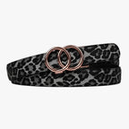 Leopard Belt - Charcoal — hole-free leather belt