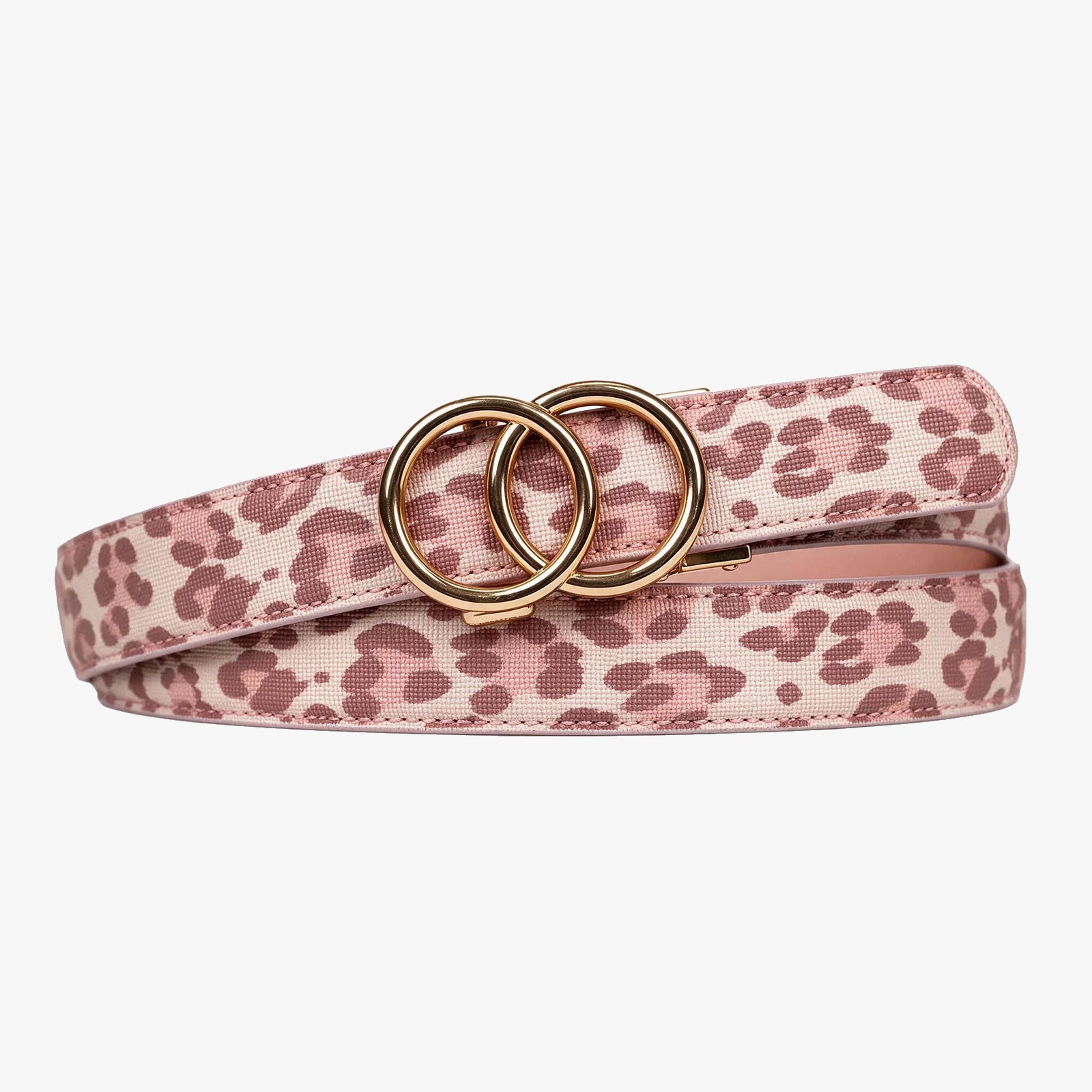Leopard Belt - Pink — hole-free leather belt