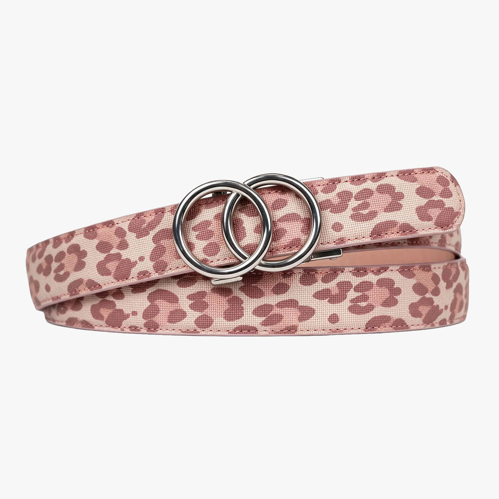 Leopard Belt - Pink — hole-free leather belt