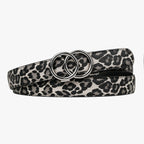 Leopard Belt - Snow — hole-free leather belt