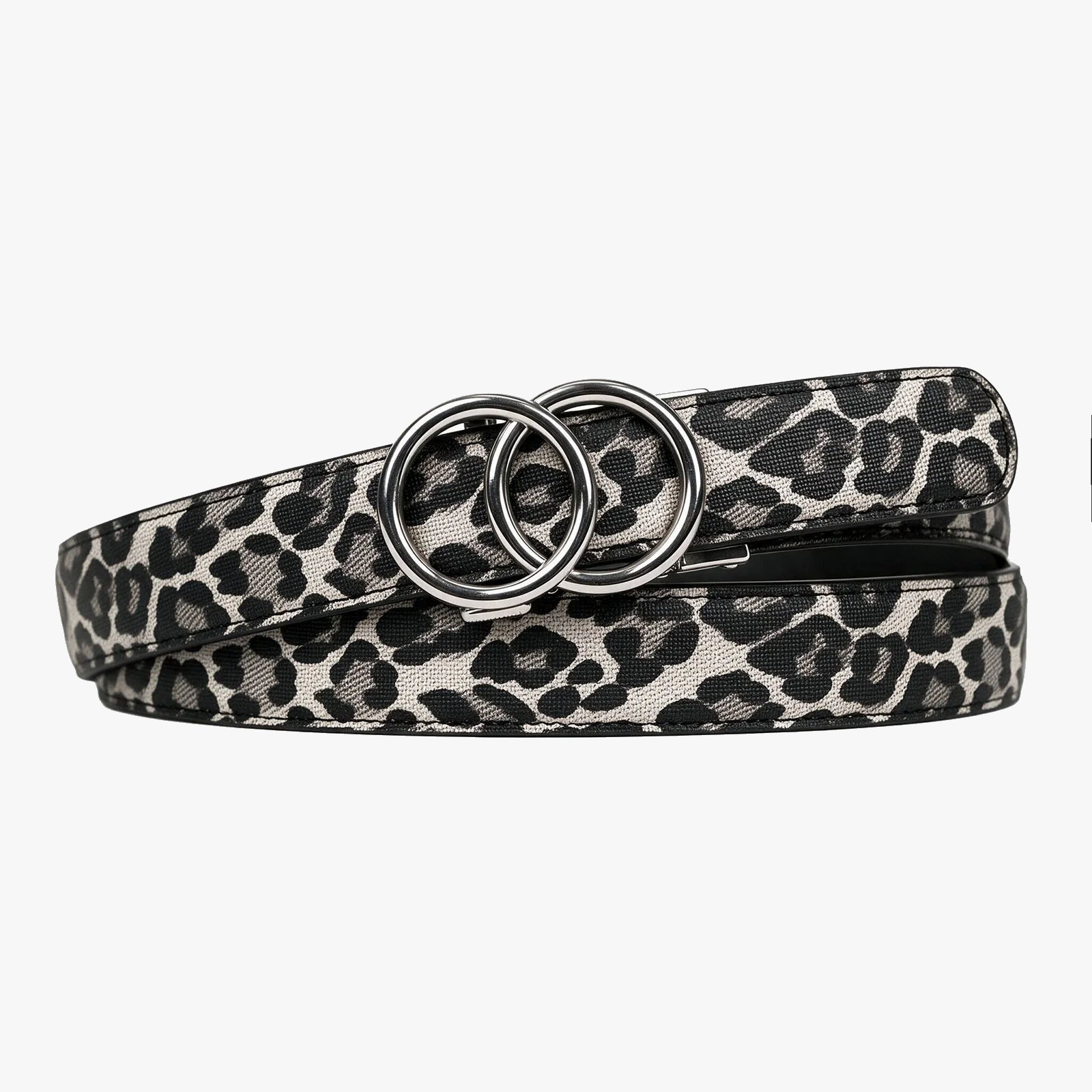 Leopard Belt - Snow — hole-free leather belt