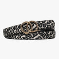 Leopard Belt - Snow — hole-free leather belt