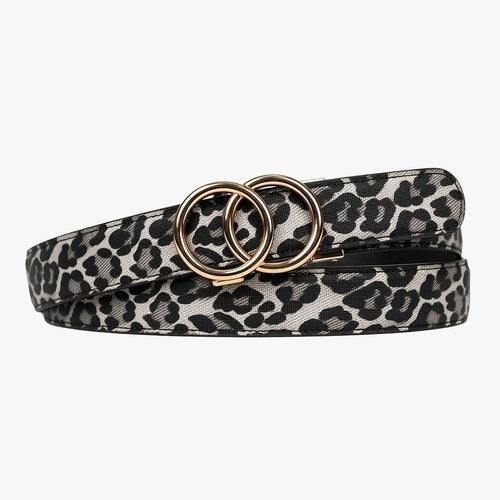 Leopard Belt - Snow — hole-free leather belt