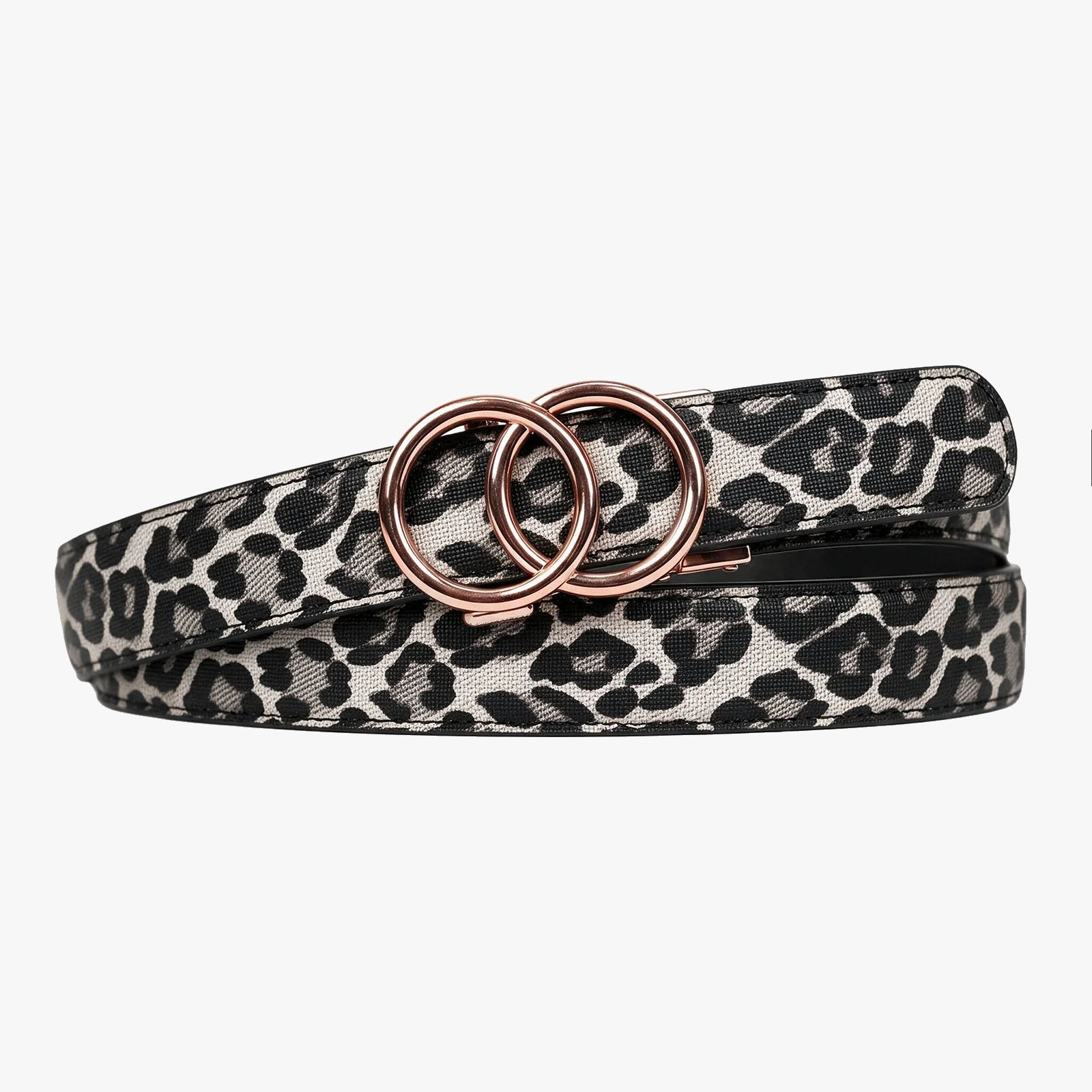 Leopard Belt - Snow — hole-free leather belt