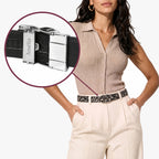 Leopard Belt - Snow — hole-free leather belt