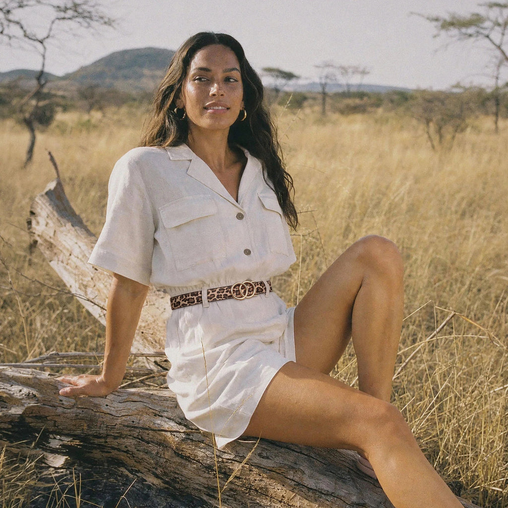 Leopard Belt - Tan — hole-free leather belt