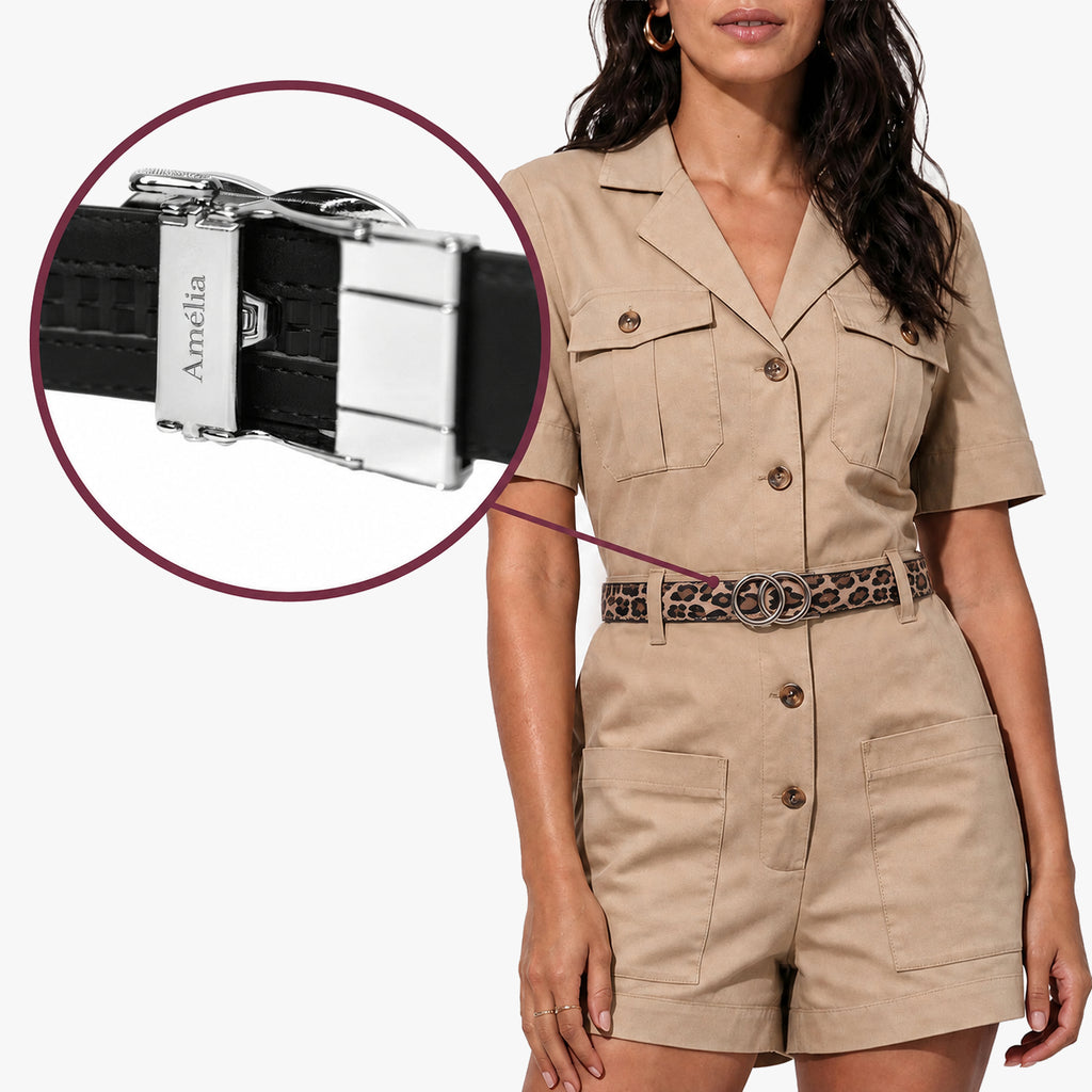 Leopard Belt - Tan — hole-free leather belt
