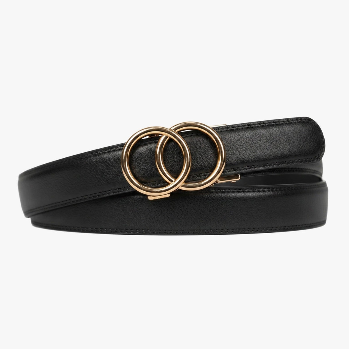 The Amelia Belt Modern, Black strap, Gold buckle