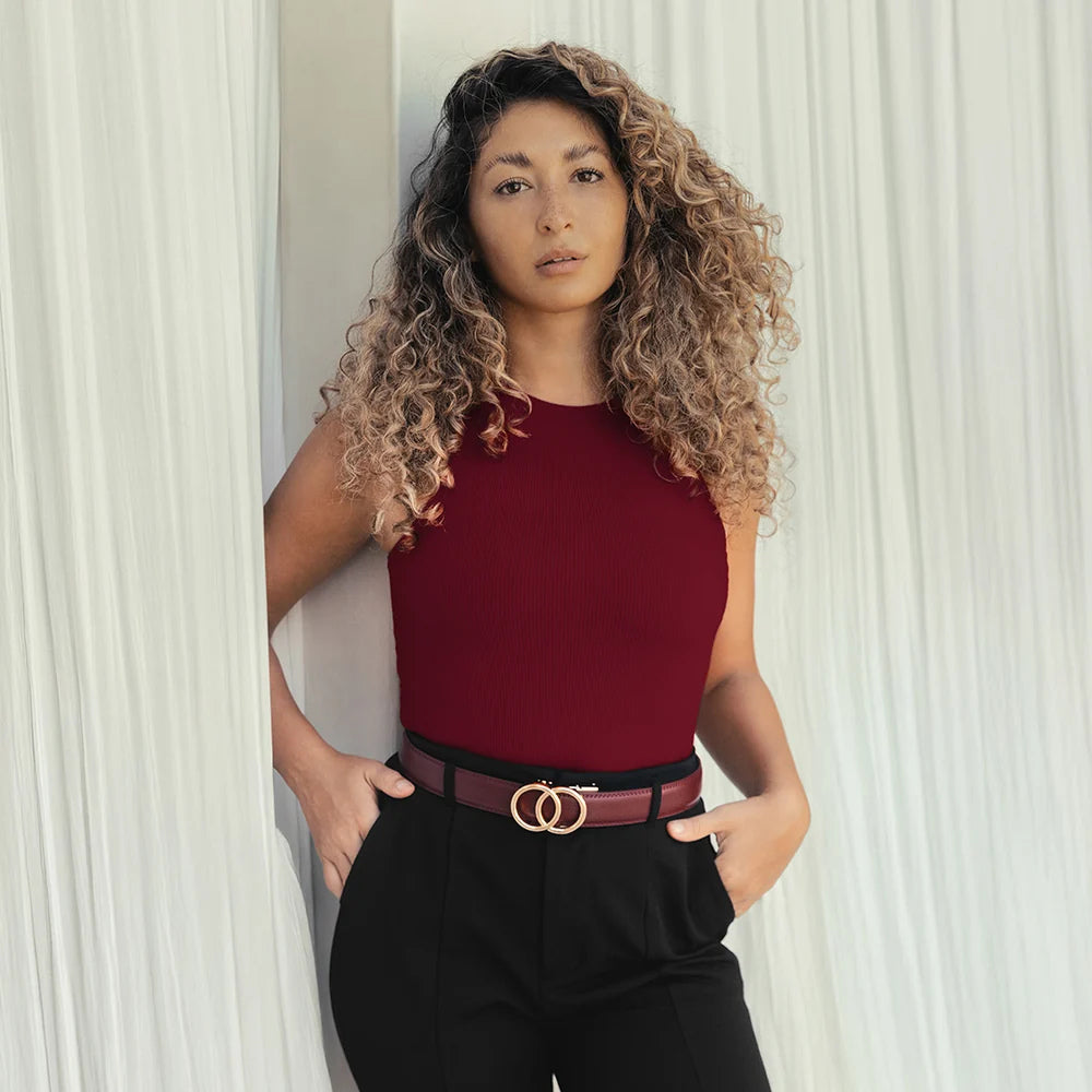Modern Belt - Bordeaux — hole-free leather belt