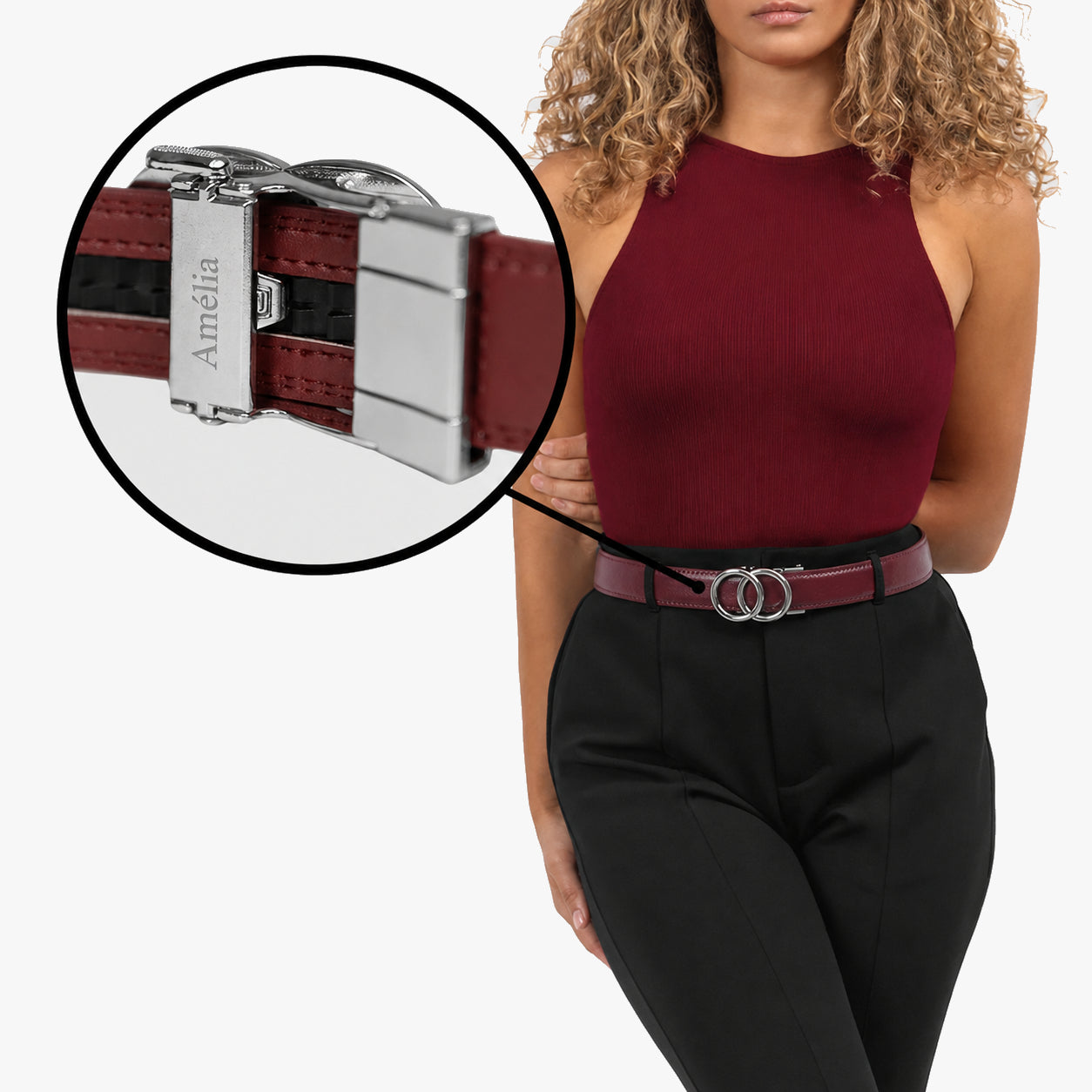 Modern Belt - Bordeaux — hole-free leather belt