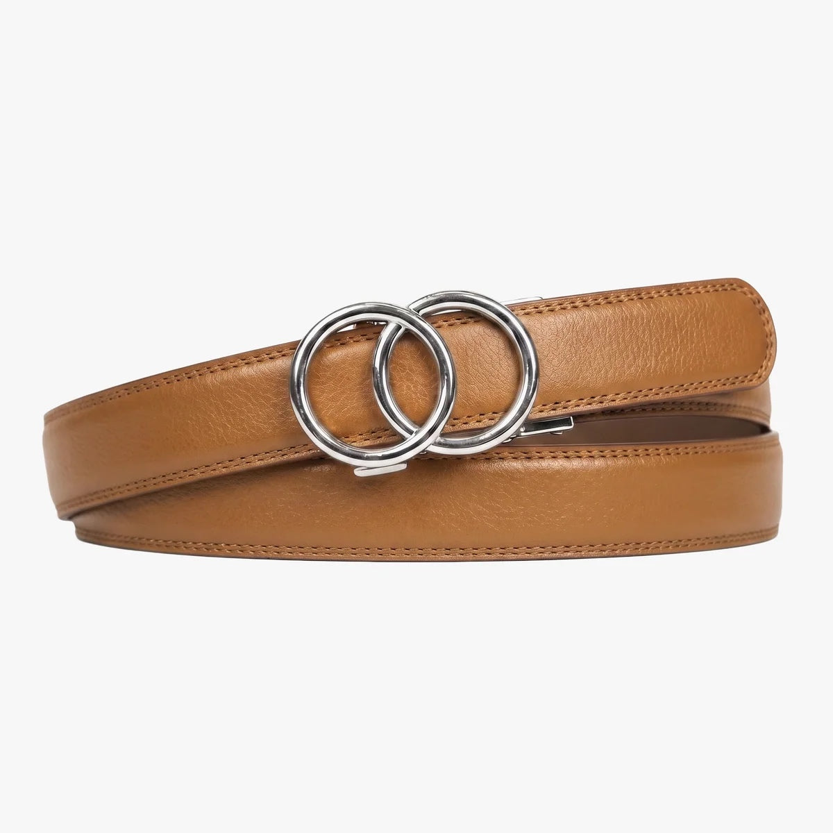 The Amelia Belt Modern, Tan strap, Silver buckle