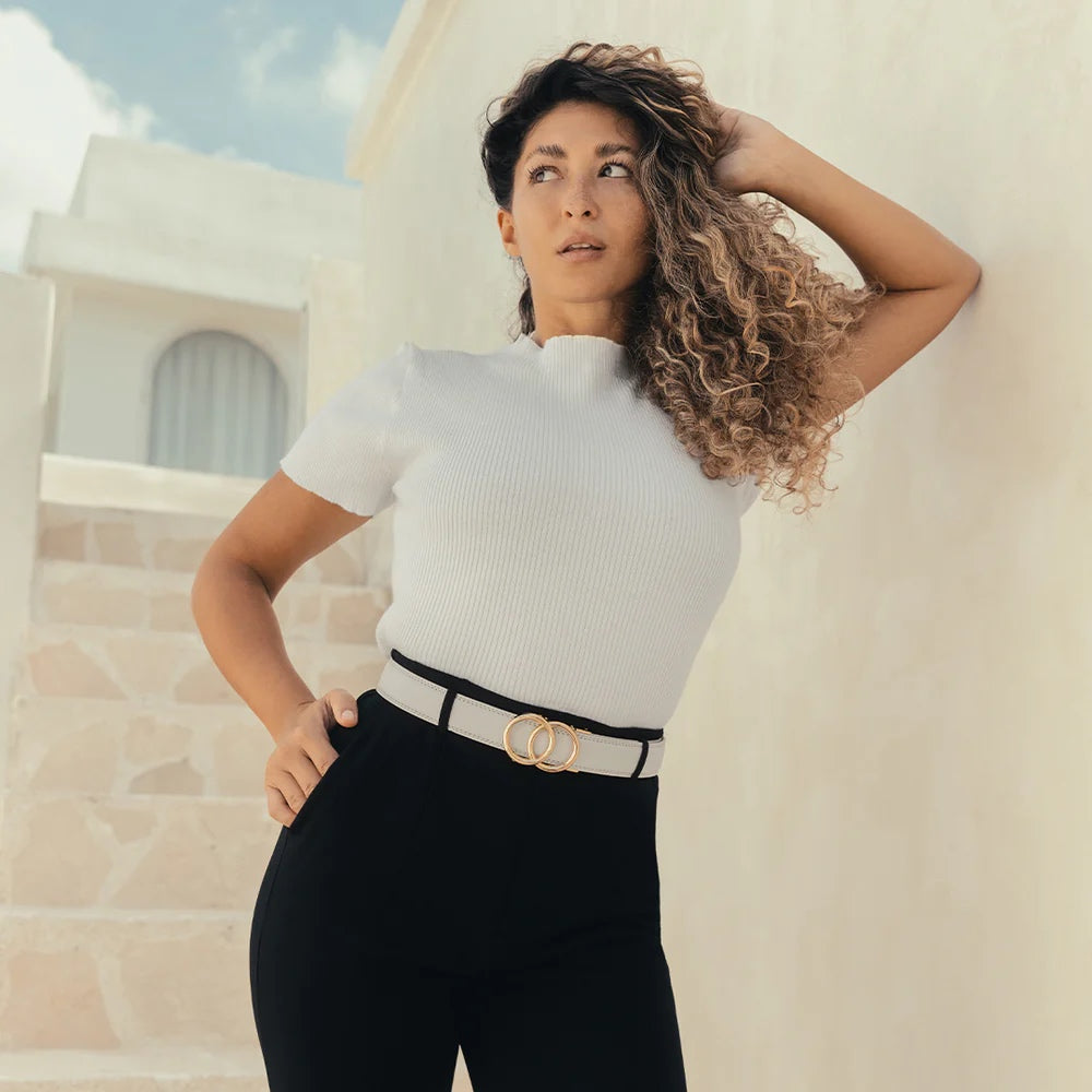 Modern Belt - White — hole-free leather belt