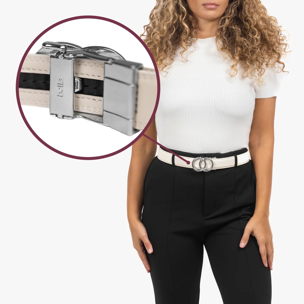 Modern Belt - White — hole-free leather belt