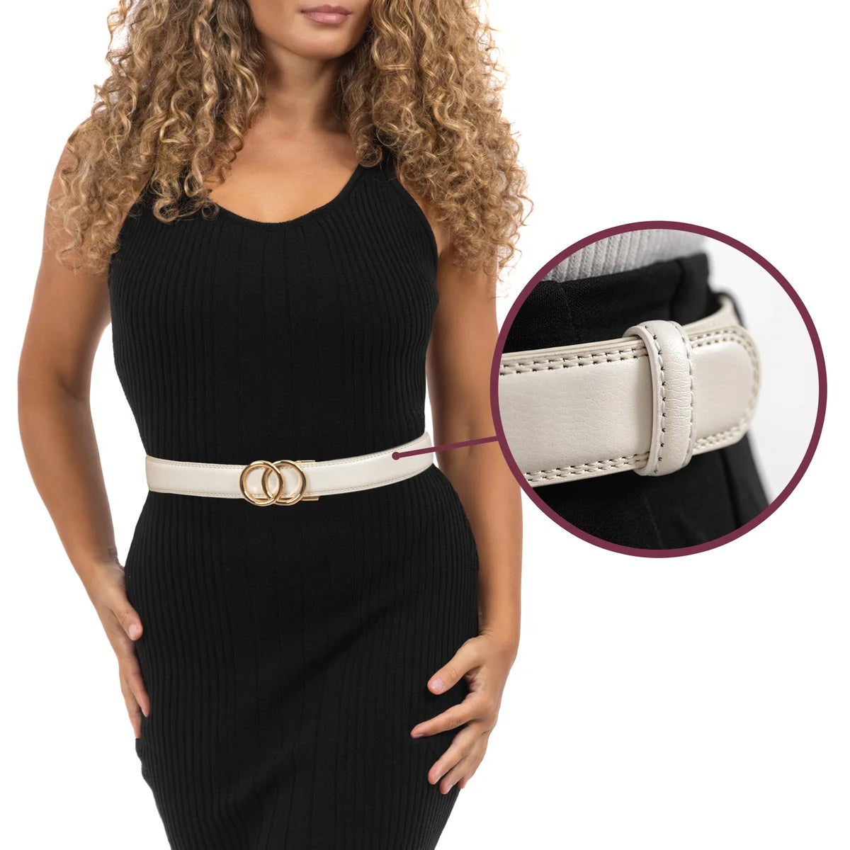 Modern Belt - White — hole-free leather belt